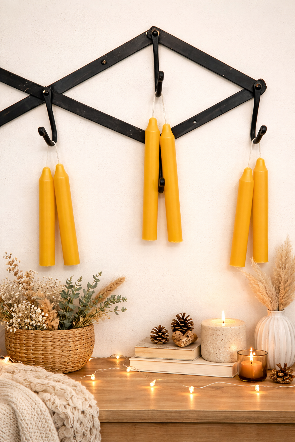 8" Colonial Beeswax Taper Pair